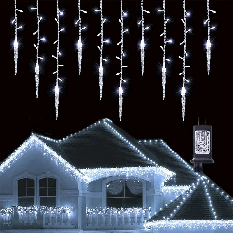 Christmas Garland LED Icicle Curtain String Lights Droop Outdoor Garden Street Wedding Decorative lighting Steady on Beauty World Shop