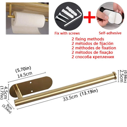 Kitchen Paper Towel Holder Adhesive Tissue Hanger Toilet Roll Paper Dispenser Cabinet Storage Napkin Rack Bathroom Accessories Beauty World Shop