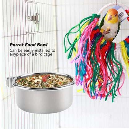 Small Pet Stainless Steel Bowl Parrot Food Bowl Water Bowl Food Cup Water Cup Food Trough Bird Food Cup Fixed Hanging Bowl Beauty World Shop