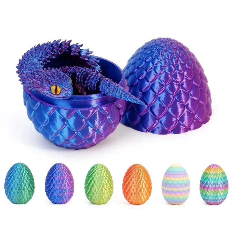 3D Printing Action Figure Snake Egg Toys Creative Stress Relief Anime Figures Moveable Rotation Desktop Ornaments Gift Beauty World Shop