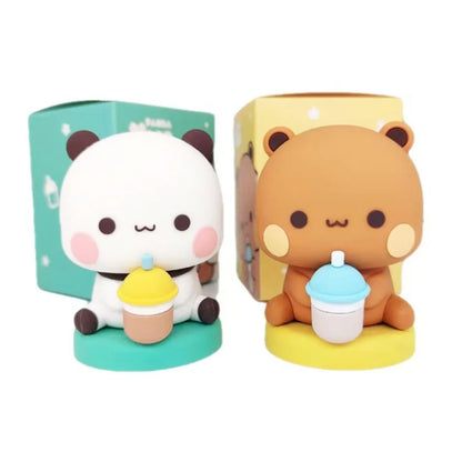 Cute Kawaii Bubu Dudu Panda Bear Figure Cartoon Exciting Bear Miniatures Collectible Animal Toy Doll Ornament Home Derocation Beauty World Shop