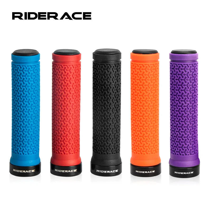 RIDERACE Bicycle Handle Bar Grips MTB Mountain Bike Single-sided Locking Handlebar Cover Rubber Non-slip Cycling Accessories Beauty World Shop