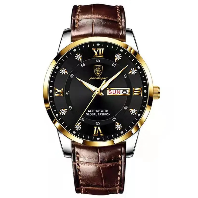 POEDAGAR Luxury Brand Men Watches Waterproof Luminous Leather Quartz Man Wristwatch Casual Sports Military Watch For Men relogio Beauty World Shop