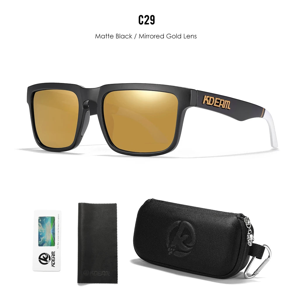 KDEAM Men's Polarized Sunglasses Square Casual Outdoors Sun Glasses Women Unisex Sunglass For Couple With Zipper Case Beauty World Shop