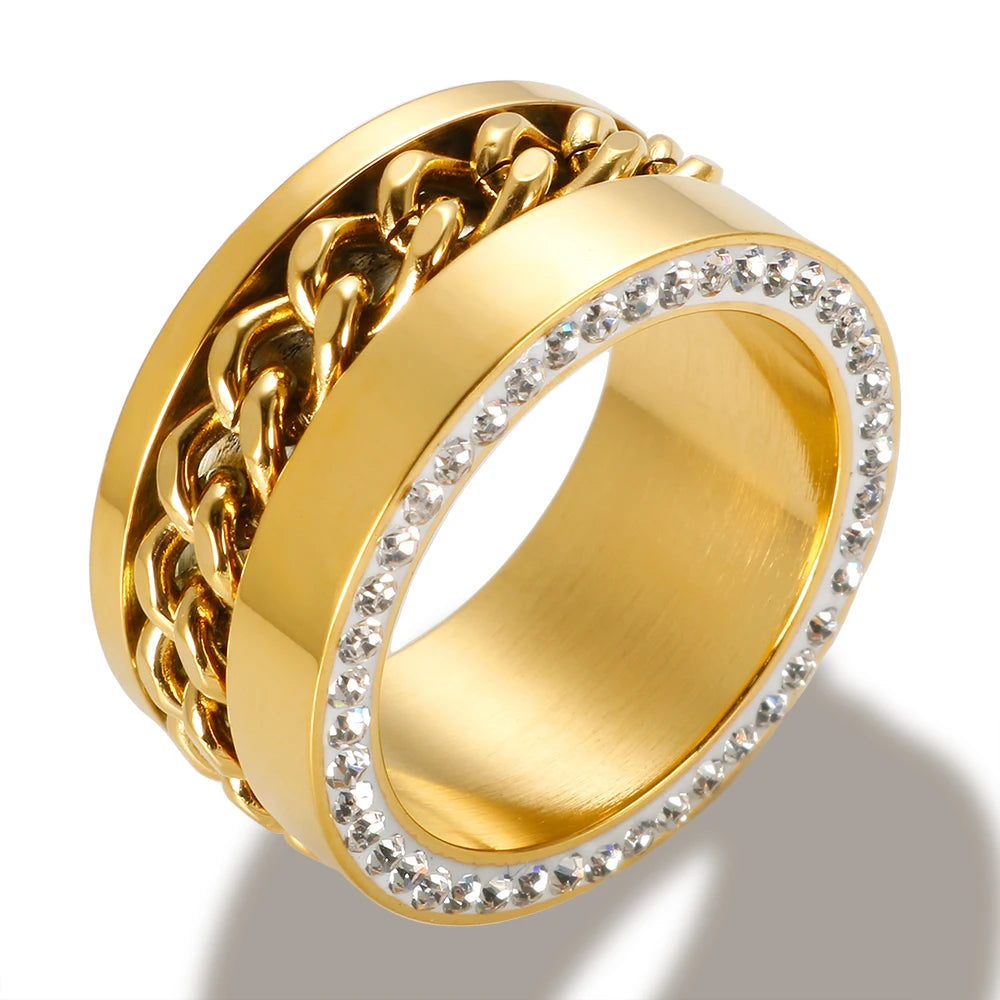 Three Layers Roman Numerals Ring for Women Luxury Stainless Steel Rotatable Crystal Finger Rings Female Wedding Trendy Jewelry Beauty World Shop