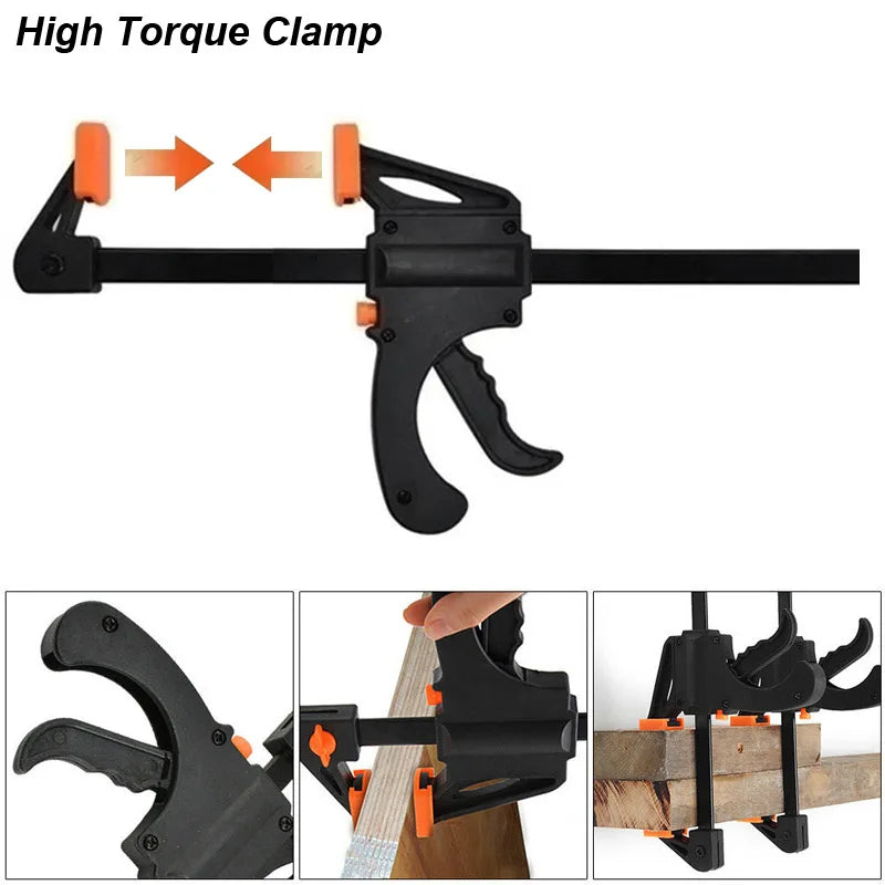 Woodworking Clamp F Hard Quick Release Ratchet Speed Squeeze Clip Kit Long Carpenter Set Nylon Gadget Work Bar Hand Tool 4inch Beauty World Shop