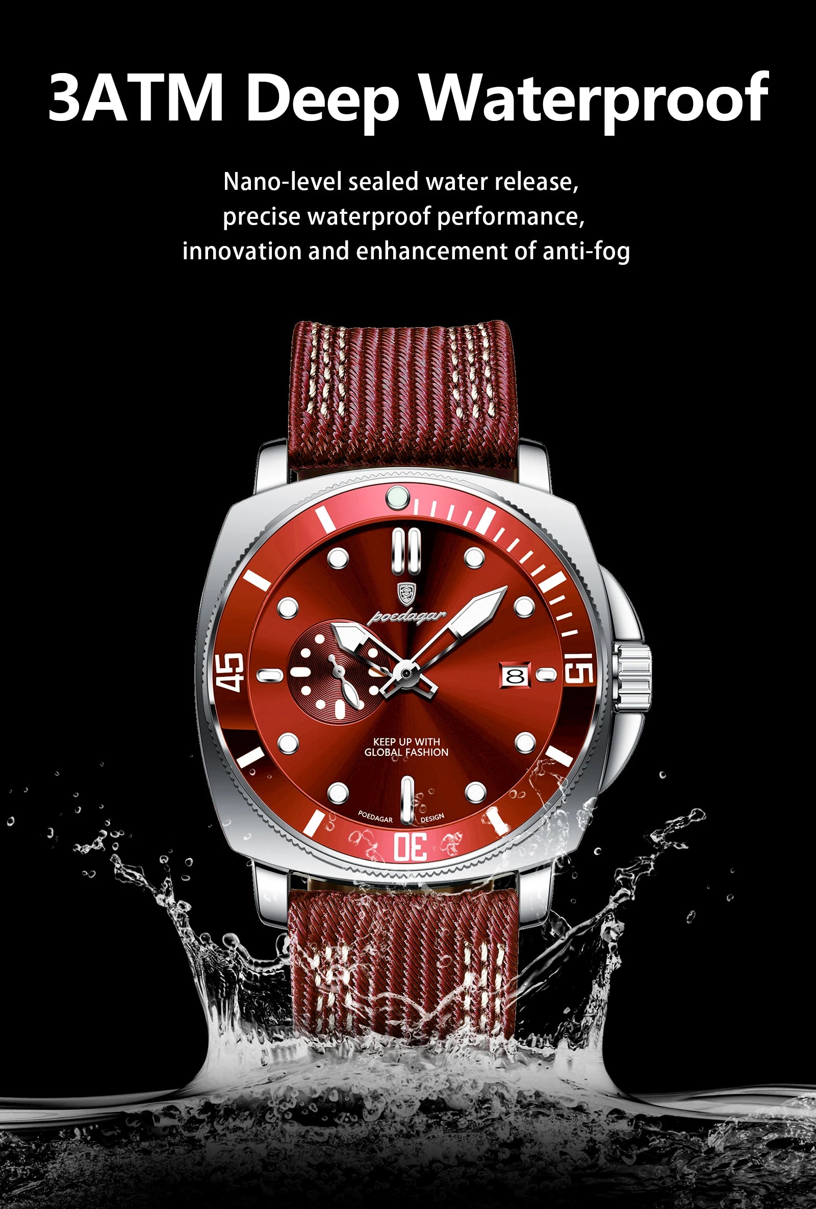 POEDAGAR Luxury Fashion Man Watch Luminous Waterproof Date Sport Watches For Men Nylon Leather Quartz Business Men's Clock Reloj Beauty World Shop