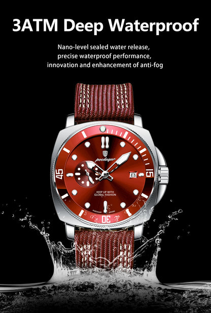 POEDAGAR Luxury Fashion Man Watch Luminous Waterproof Date Sport Watches For Men Nylon Leather Quartz Business Men's Clock Reloj Beauty World Shop