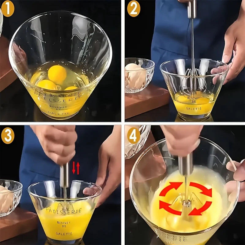 Stainless Steel Egg Beater Durable Semi-Automatic Mixer for Effortless Egg Cream Mixing Stirring and Beating for Kitchen Baking Beauty World Shop