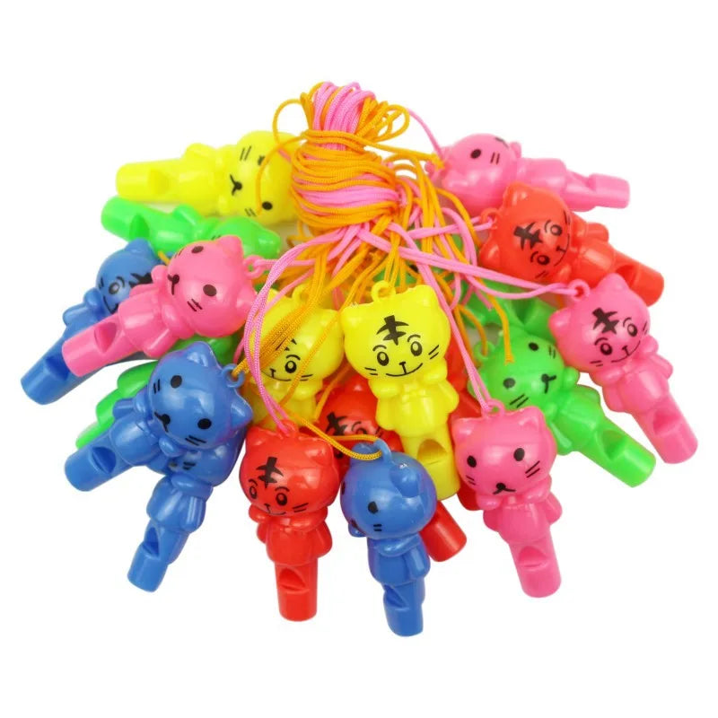 10PCS Random style Cute Animal Cat Plastic Whistle Referee Sport Cheerleading Toys And Kids Children Birthday Party Favors Gifts Beauty World Shop