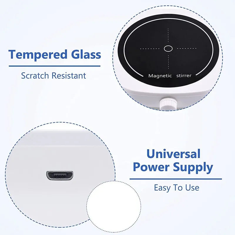 Magnetic Stirrer Mini Lab Stir Mixer Portable Stirrer Plate with Stir Bar 2L 4000RPM for Laboratory (EU/US/UK Plug ) Beauty World Shop
