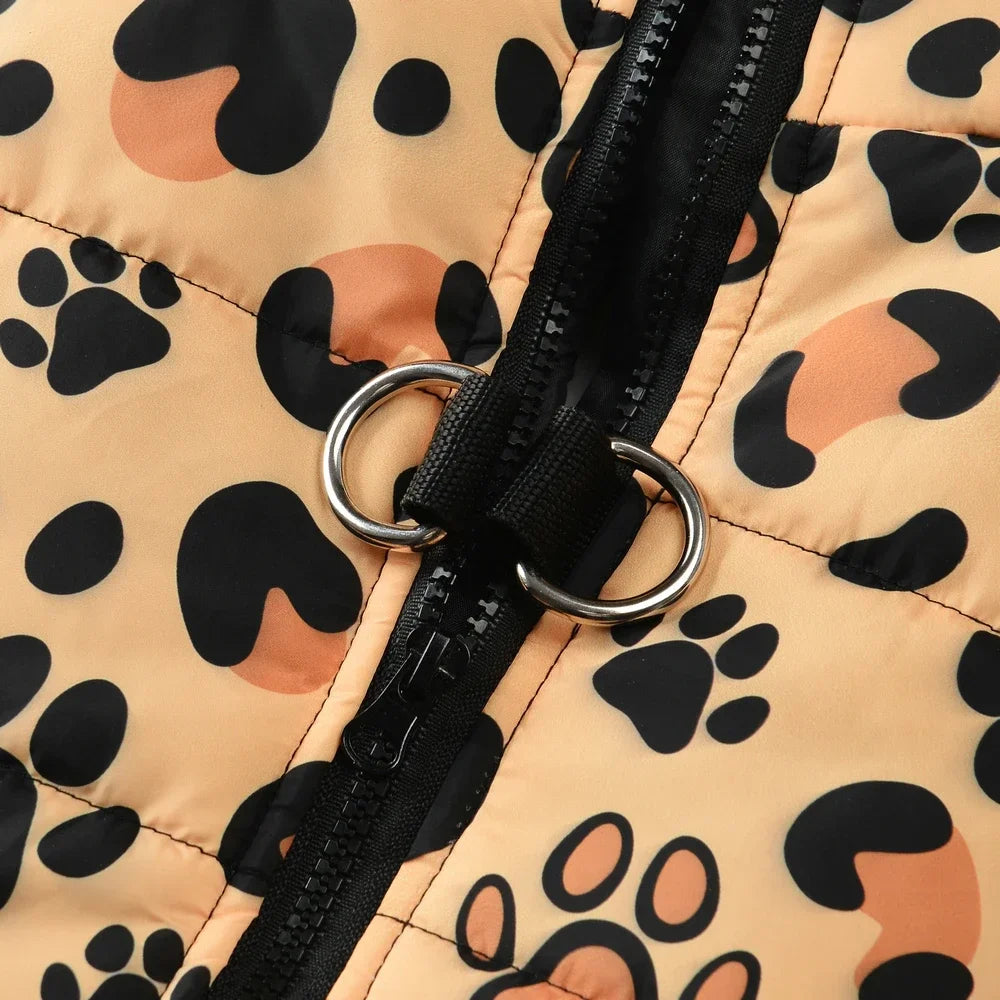Dog Jacket Winter Warm Clothes For Small Medium Dogs Cats Leopard Print Pet Puppy Coat With D-ring Chihuahua Yorkie Pug Outfits
