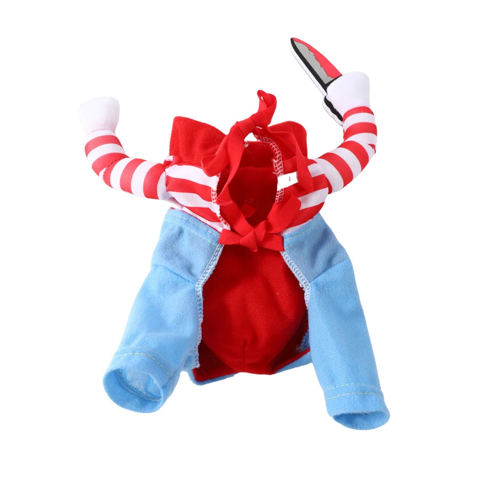 Funny Dog Clothes Halloween Costume For Small Medium Large Dogs Festival Knife Holding Puppy Cosplay Suit Party Gift Pet Apparel