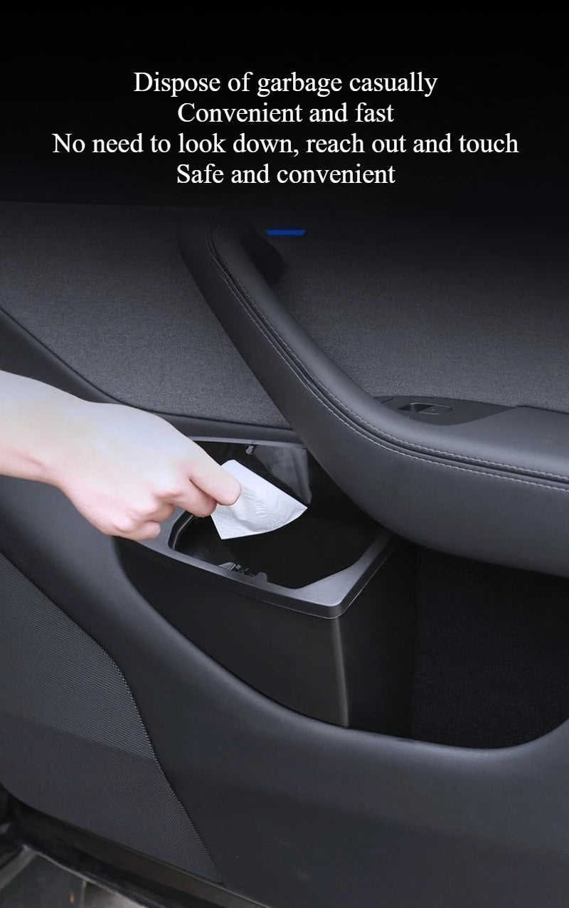 Front Door Storage Trash Can for Tesla Model Y Juniper 2025 Car Door Storage Box Multi Functional Storage Box Car Accessories Beauty World Shop