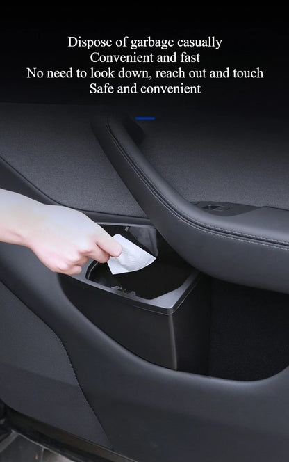 Front Door Storage Trash Can for Tesla Model Y Juniper 2025 Car Door Storage Box Multi Functional Storage Box Car Accessories Beauty World Shop