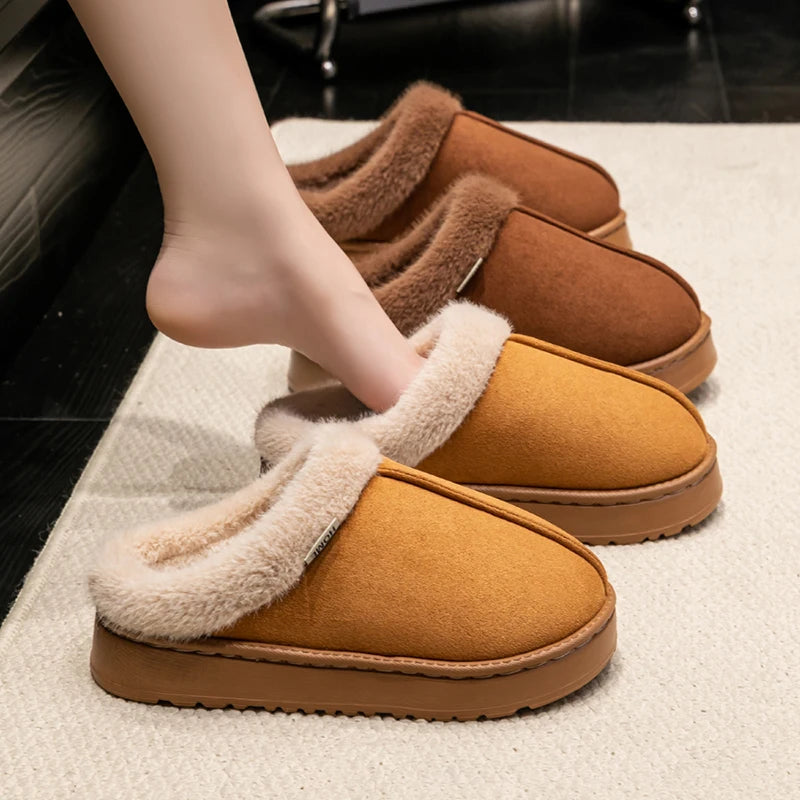 Fashion Women Fluffy Slippers for Autumn and Winter Indoor EVA Thick Sole Anti-Slip and Warm Unisex Slippers for Winter Beauty World Shop