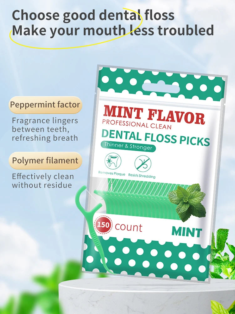 Mint dental floss stick - home portable disposable care dental floss stick - oral care - deep cleaning - interdental cleaning pr Beauty World Shop