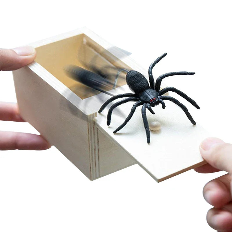 Trick Spider Funny Scare Box Wooden Hidden Box Quality Prank Wooden Scare Box Fun Game Prank Trick Friend Office Toys Beauty World Shop