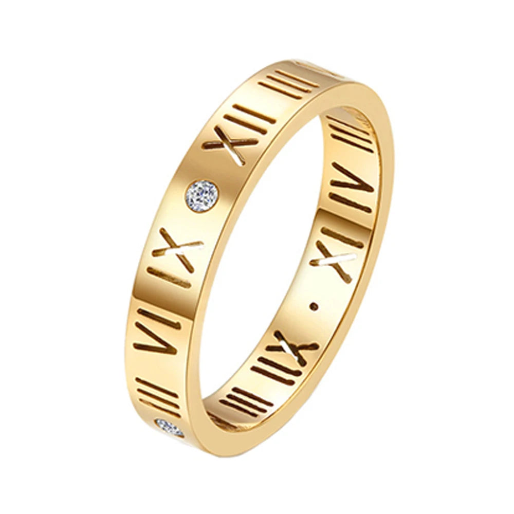 Three Layers Roman Numerals Ring for Women Luxury Stainless Steel Rotatable Crystal Finger Rings Female Wedding Trendy Jewelry Beauty World Shop