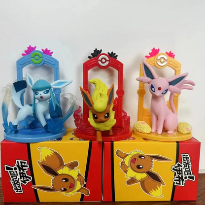 9pcs Pokemon Eevee Evolution Figure Set, Eevee Sylveon Espeon Glaceon Leafeon Anime Model Toys Collection for Kids Gift Beauty World Shop