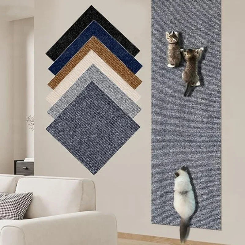 Cat Scratching Mat with Self-Adhesive Trimmable Cat Carpet Cat Scratching Carpet Corner Wall Cat DIY Scratch Furniture Protector Beauty World Shop