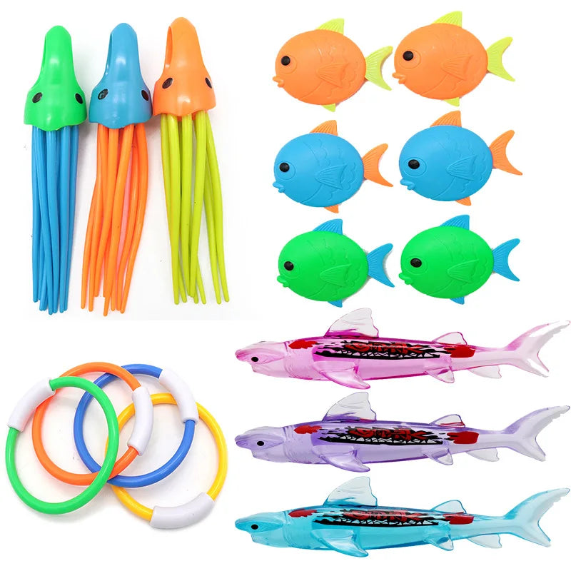 Diving Toys Set Swimming Pool Toys for Kids Diving Sticks Diving Rings Pirate Treasures Fish Toys Octopus Water Swim Bath Toys Beauty World Shop