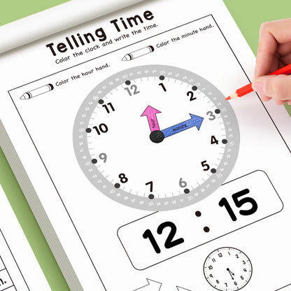 32 Page Telling Time Exercise Time Cognition Book Interactive Game Book about Time Fun Time Game Drawing Learning Book Beauty World Shop