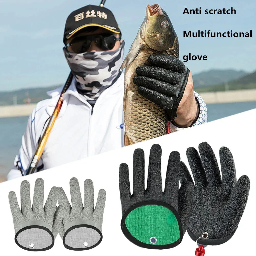 Fishing Gloves Catch Fish Anti-slip Durabl Knit Full Finger Waterproof Work Cutproof Glove Clasp Left Right Apparel Protect Hand Beauty World Shop