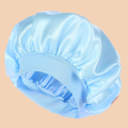 1pc Women's Solid Color Satin Wide-Brimmed Shower Cap, Suitable For Daily Use Silk Bonnet Satin Bonnet Beauty World Shop