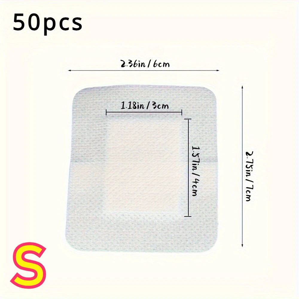 50pcs Large Size Hypoallergenic Non-woven Medical Adhesive Wound Dressing Band Aid Bandage Large Wound First Aid 6*7cm Beauty World Shop