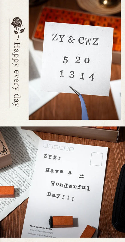 Journal GO 70pcs/set Wooden Rubber Alphabet Letter Number Stamp Set for Card Collage Junk Journal Scrapbooking DIY Standard Seal Beauty World Shop