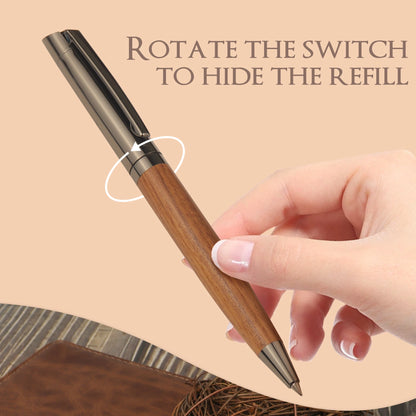 YUN CHUN 1 Set Premium Metal Ballpoint Pen with Wood Barrel for Smooth Writing and High-End Design-Black Ink-Office-With Case Beauty World Shop