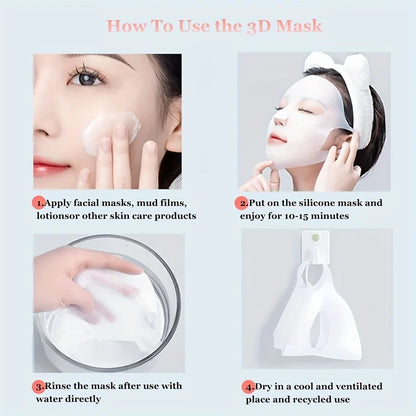 Silicone Mask Cover 3D Ear-type Anti-slip Anti-drop Fixed Mask, Auxiliary Moisturizing Mask Cover to Prevent Evaporation Tool Beauty World Shop