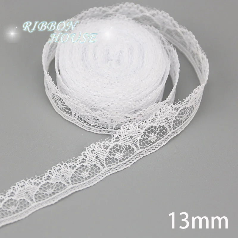(5 yards/roll) white Lace ribbon fabric Webbing Decoration Lovely gift packing polyester Material Home Accessories Store