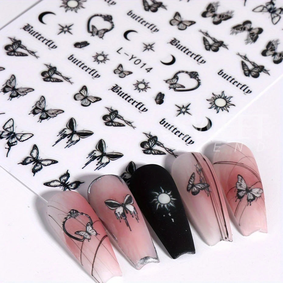 3pcs Luminous Butterfly Nail Decal Stickers Colorful Blue Butterfly Series Design Glow In The Dark Night Polish Sliders Manicure Beauty World Shop