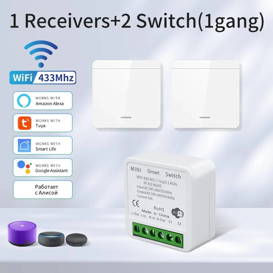 Tuya Smart WiFi Switch For Lighting RF 433MHz Wireless Switch Smart Life APP Voice Control Work With Alice Alexa Google Home Beauty World Shop