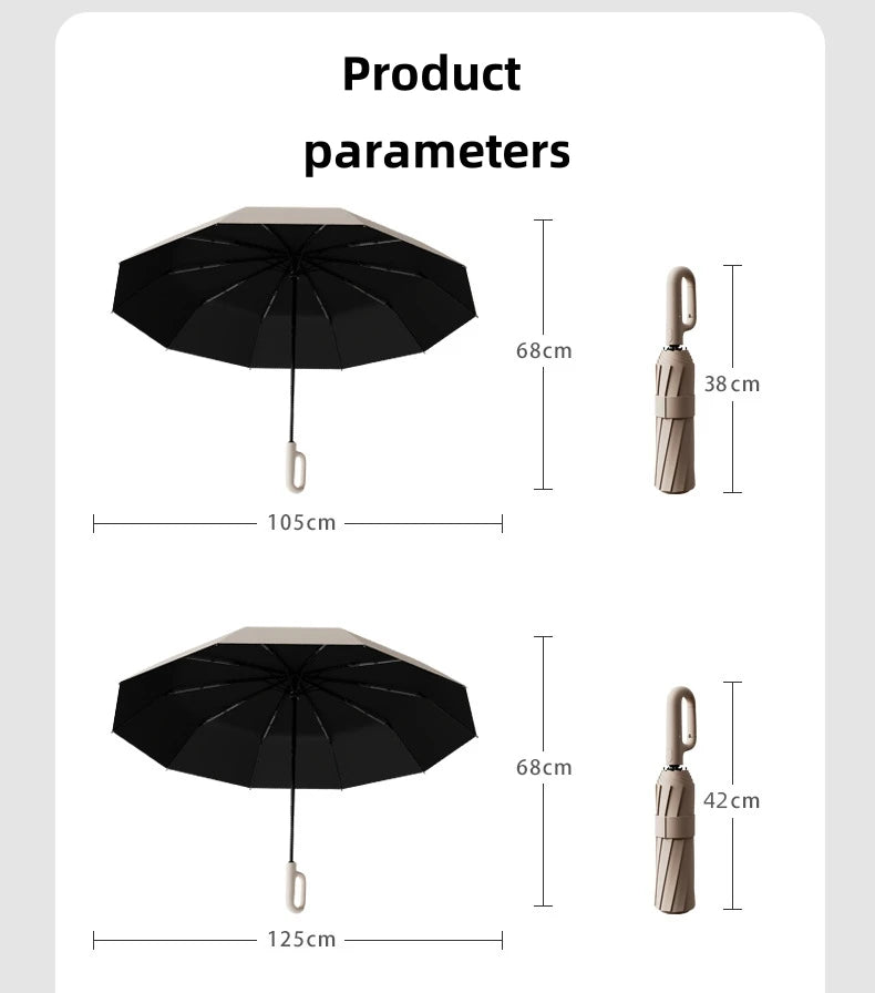 Extra Large Reinforced Wind-resistant Rain-resistant Dual-purpose UV-resistant Fully Automatic Ring-buckle Umbrella Beauty World Shop