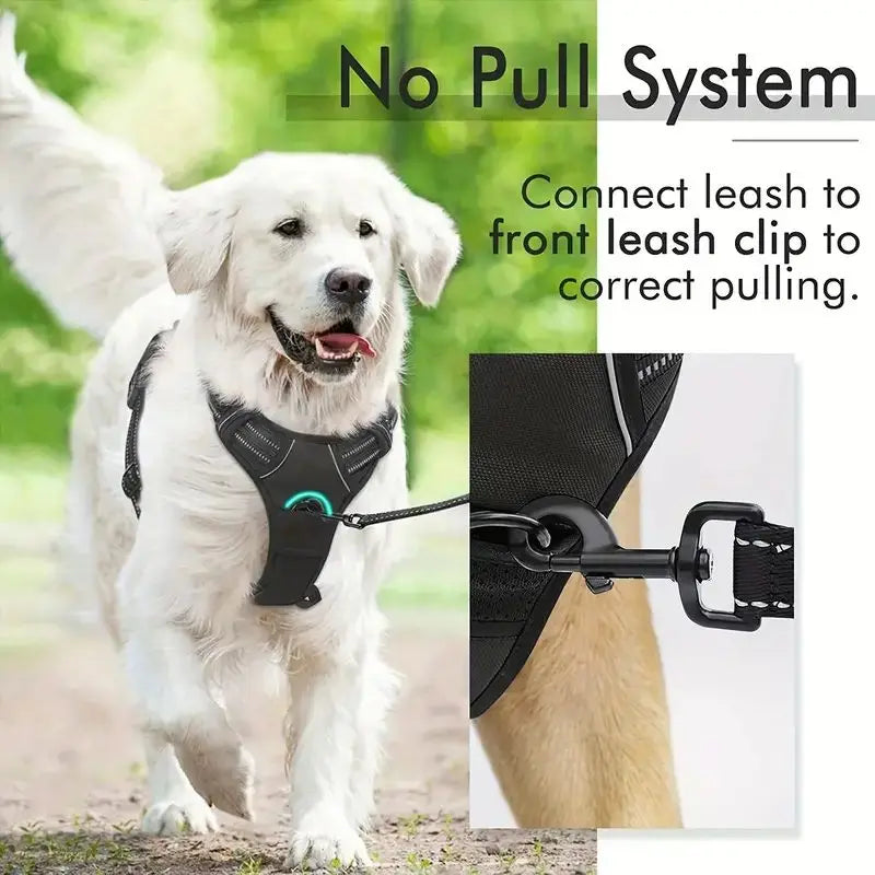 Service Dog Harness Front Clip Heavy Duty Reflective Easy Control Handle for Large Dog Walking，Easy to Control for Small Medium