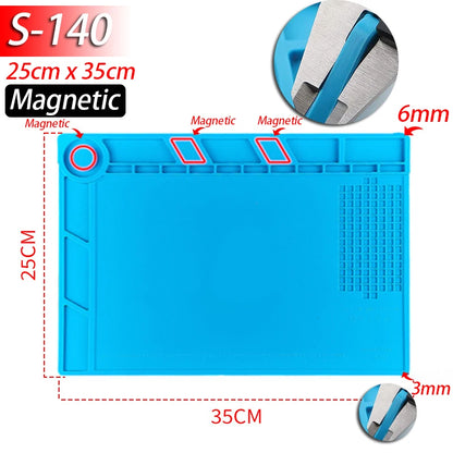 Soldering Station Mat Silicone Work Mat Heat Resistant 932°F Anti-Static Magnetic Mat for Electronic Phone Laptop Watch Repair Beauty World Shop