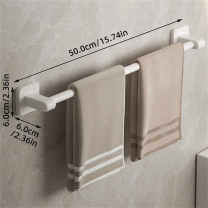 Bathroom Towel Holder White Without Drilling Bathroom Gray Towel Rack Towel Bar Self-Adhesive Bathroom Towel Rack Towel Rail Beauty World Shop