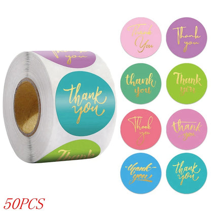 50-500pcs 1inch Blue Thank You Stickers For Envelope Sealing Labels Stationery Supplies Handmade Wedding Gift Decoration Sticker Beauty World Shop