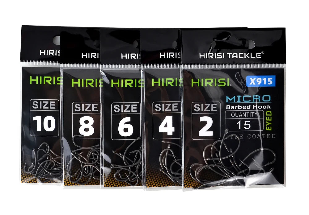 Hirisi 15x Carp Fishing Hooks With Eye Micro Barb High Carbon Steel Fish Hooks PTFE Coated Fishing Accessories X915 Beauty World Shop