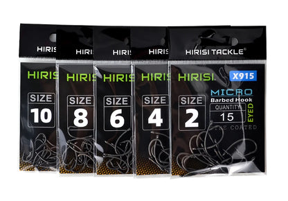 Hirisi 15x Carp Fishing Hooks With Eye Micro Barb High Carbon Steel Fish Hooks PTFE Coated Fishing Accessories X915 Beauty World Shop