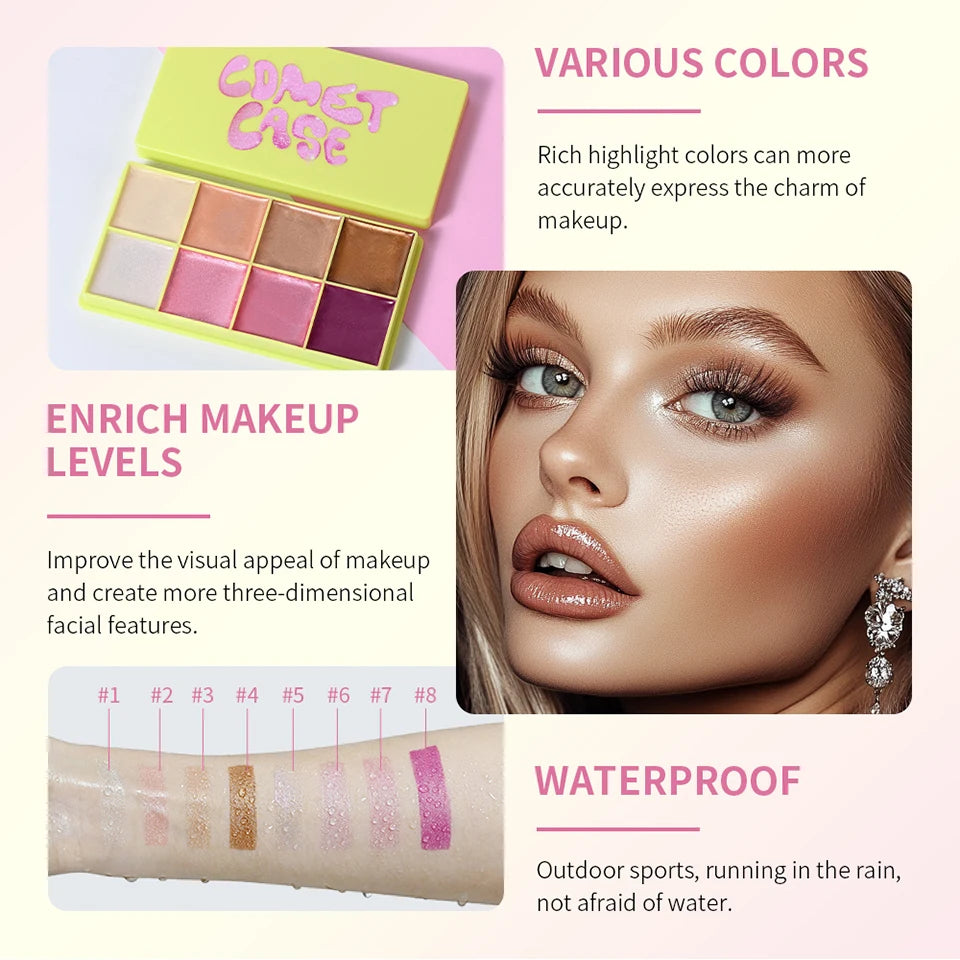 Curve Case Cream Eyebrow Cream Blush Highlighter Palette Matte Shimmer Finishes Shadow Tones Long-Lasting Cosmetics Beauty World Shop