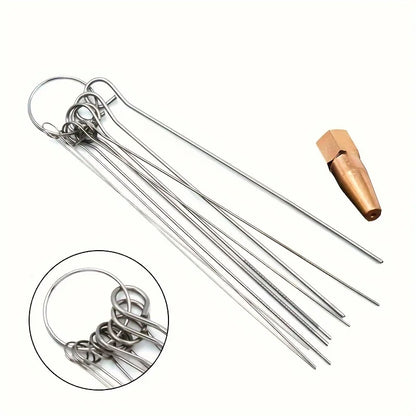 10 Stainless Steel Needle Shower Head Cleaning Brush Set, Suitable for Multi Size Shower Heads,bathroom Accessory Cleaning Tools Beauty World Shop