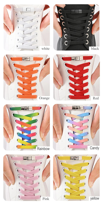8mm No Tie Shoe Laces Press Lock Shoelaces Without Ties Elastic Laces Sneaker Kids Adult Widened Flat Shoelace for Shoes Beauty World Shop