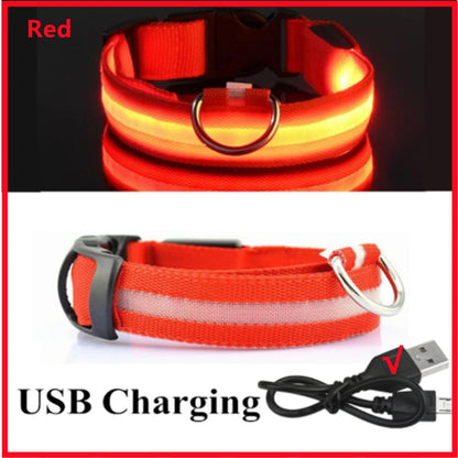 USB Rechargeable Luminous Collar Adjustable Led Glowing Dog Collar for Large Small Dogs Cat Night Light Collar Pet Safety Harnes Beauty World Shop