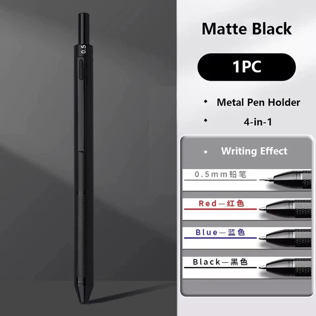 Multifunctional 4-color-in-one gravity-sensing pen metal ballpoint pen/Mechanical Pencil,Black/Red/Blue Ink Oil Signing canetas Beauty World Shop