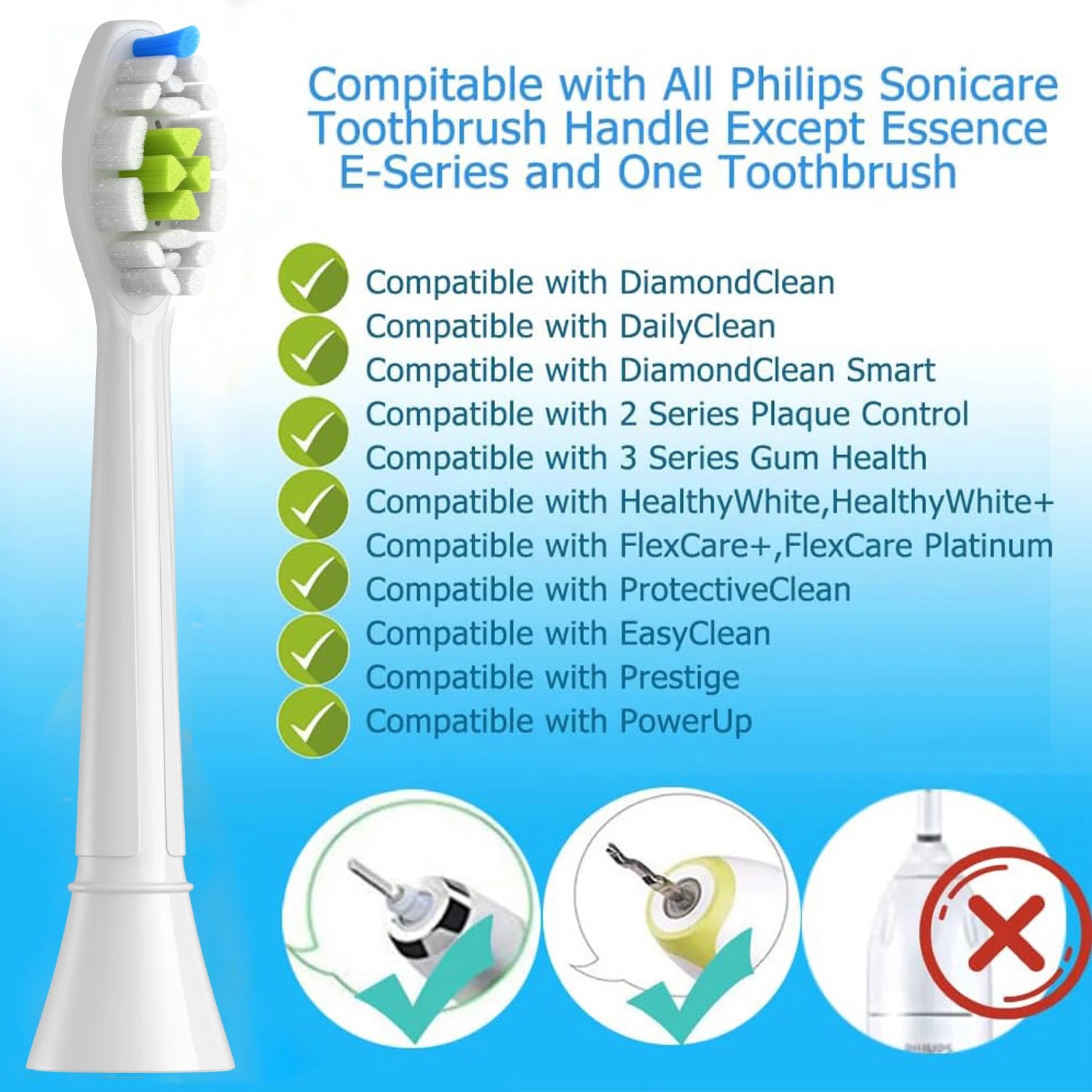 Replacement Brush Heads Compatible with Philips Sonicare Electric Toothbrush Fit for EasyClean, Gum Health, FlexCare, Healthy Beauty World Shop