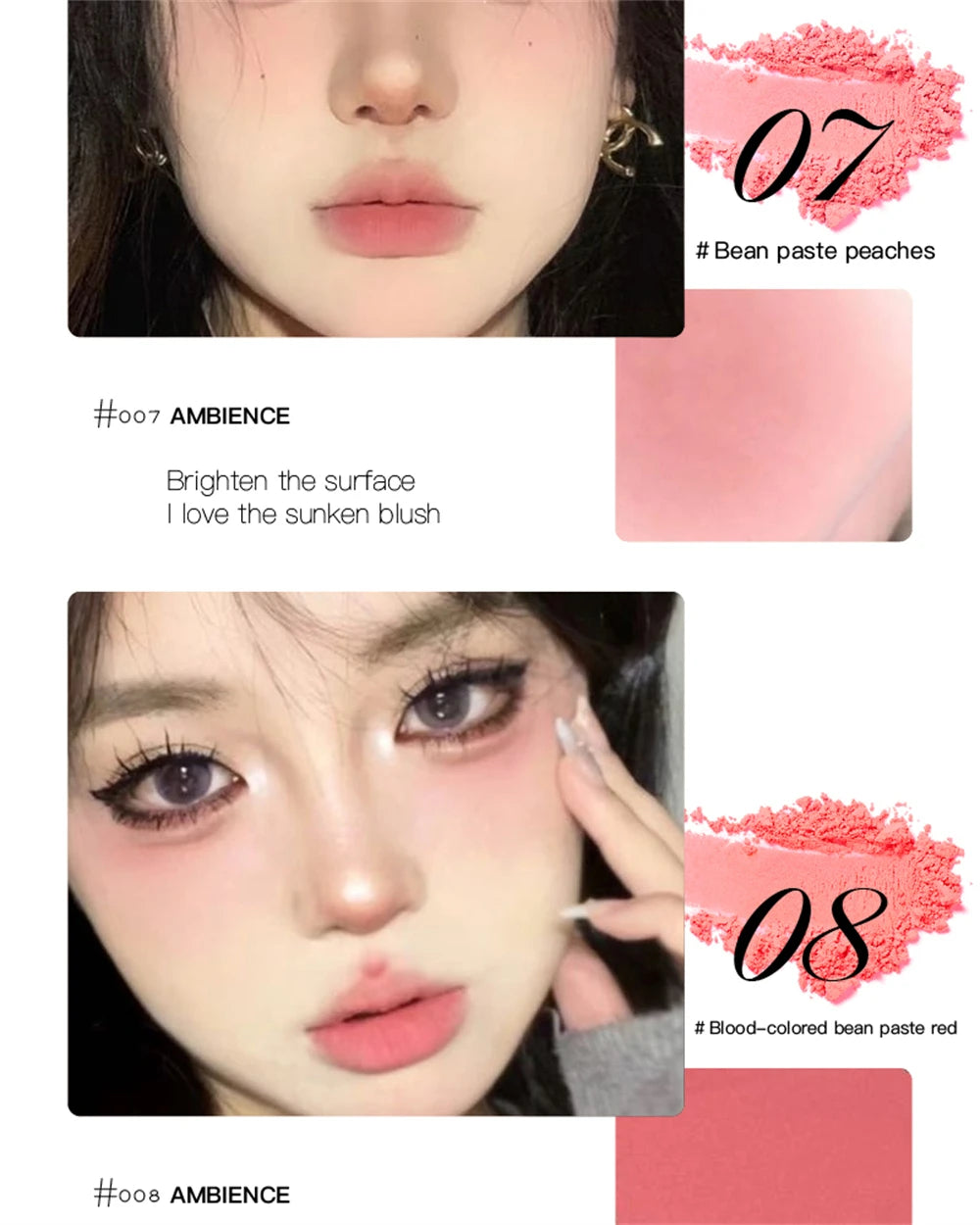 Monochrome Matte Blusher Palette Soft Silky Cheek Natural Facial Rouge Plate Lasting Nude Low Saturation Powder Blusher Disk Beauty World Shop
